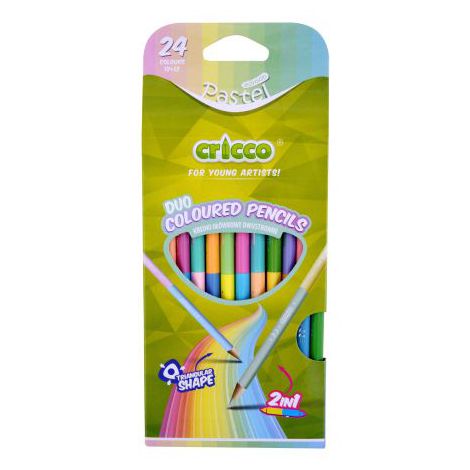 Kredki ołówkowe Cricco dwustronne Pastel, 24 kolory